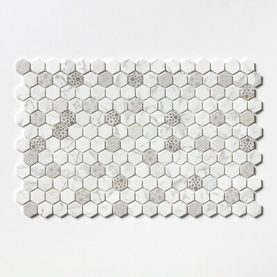 Concho Matte Hexagon Recycled Glass Mosaic 12 13/16x20 1/4