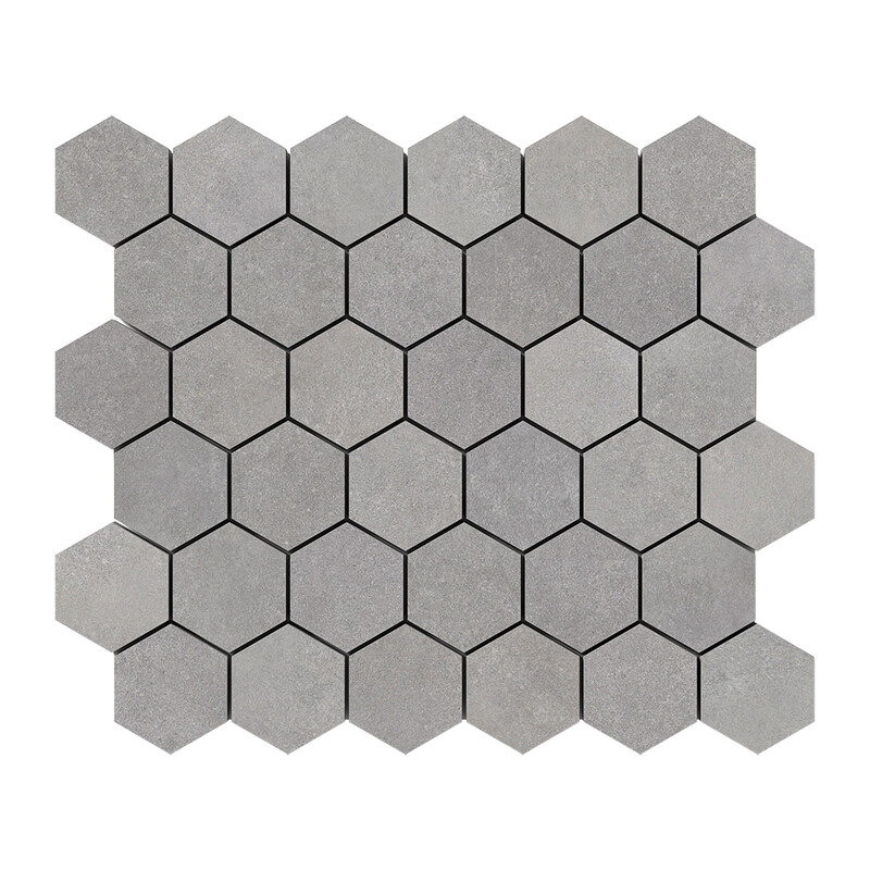 Infinity Grey  Hexagon 2 Porcelain Mosaic 10 3/8x12