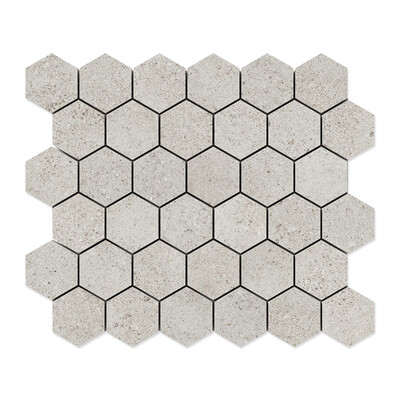 Octavia Bone  Hexagon 2 Porcelain Mosaic 10 3/8x12