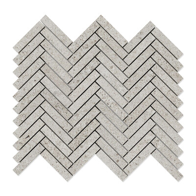 Octavia Bone  Herringbone 5/8x3 Porcelain Mosaic 10 7/16x12 13/16