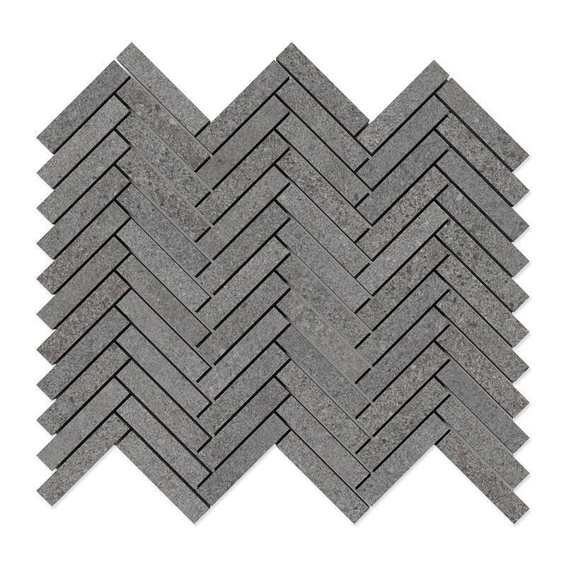 Octavia Grey  Herringbone 5/8x3 Porcelain Mosaic 10 7/16x12 13/16