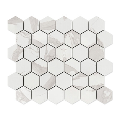 Statu Polished Hexagon 2 Porcelain Mosaic 10 3/8x12