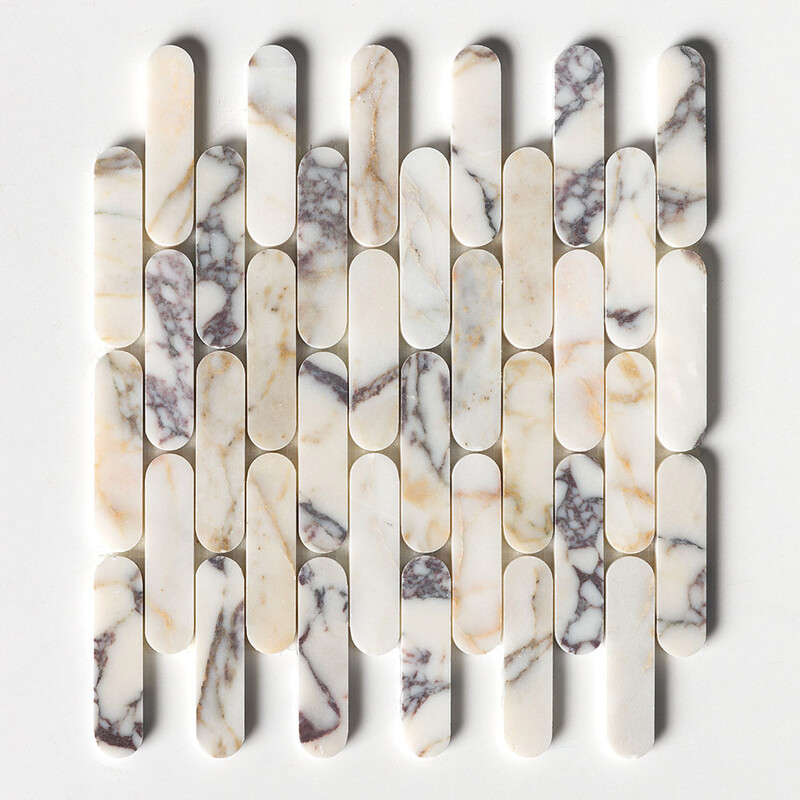 Calacatta Picasso Honed Pill Marble Mosaic 12x12