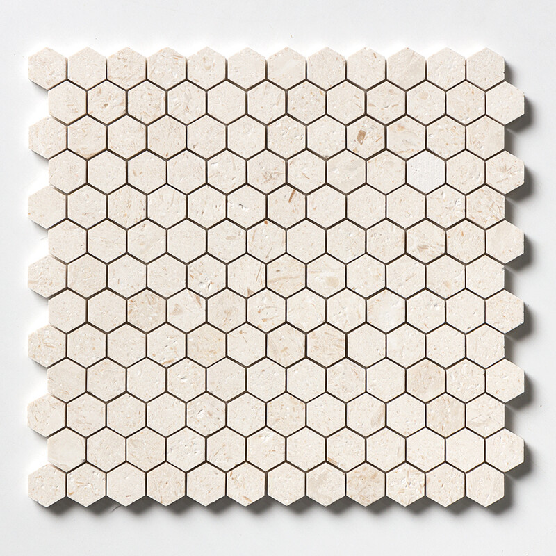 Desert Path Brushed Hexagon 1x1 Limestone Mosaic 12x12