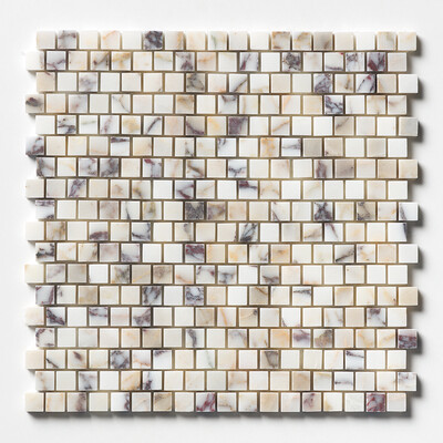 Calacatta Picasso Honed Staggered Joint 5/8x5/8 Marble Mosaic 12x12