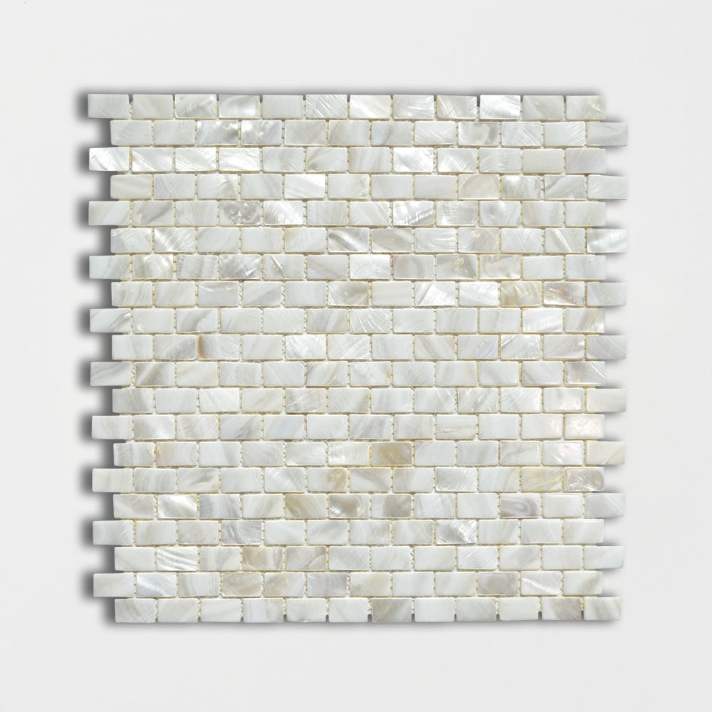 Mother Of Pearl Polished 3/5x1 Mini Staggered Iridescent Shell Mosaic ...