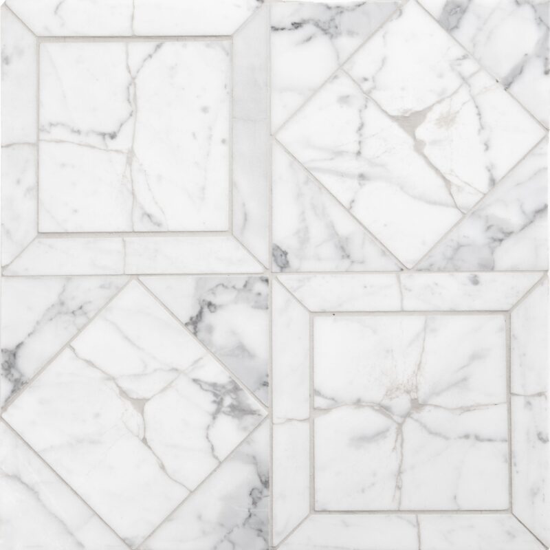 White Carrara Honed Palazzo Marble Mosaic 12x12