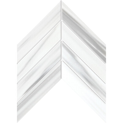 Frost White Polished Chevron Waterjet Marble Mosaic 13x10