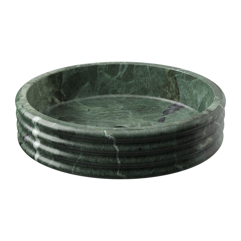 Verde Tia Honed Fluted Marble Sink 18x6