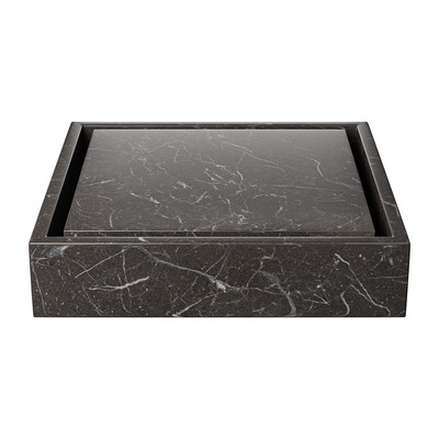 Iris Black Honed Bauhaus Marble Sink 20x20