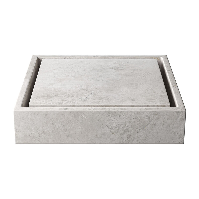 Silver Clouds Honed Bauhaus Marble Sink 20x20