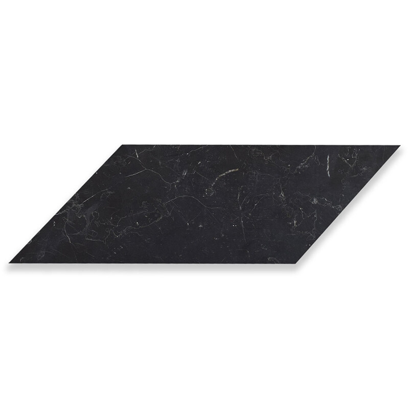 Black Honed Chevron Marble Tile 5x17