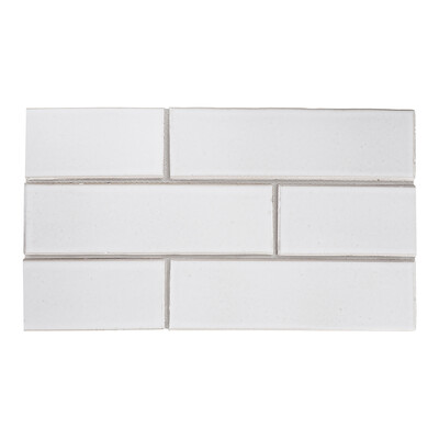 White Brick Glossy  Thin Brick Tile 2 1/8x7 1/2