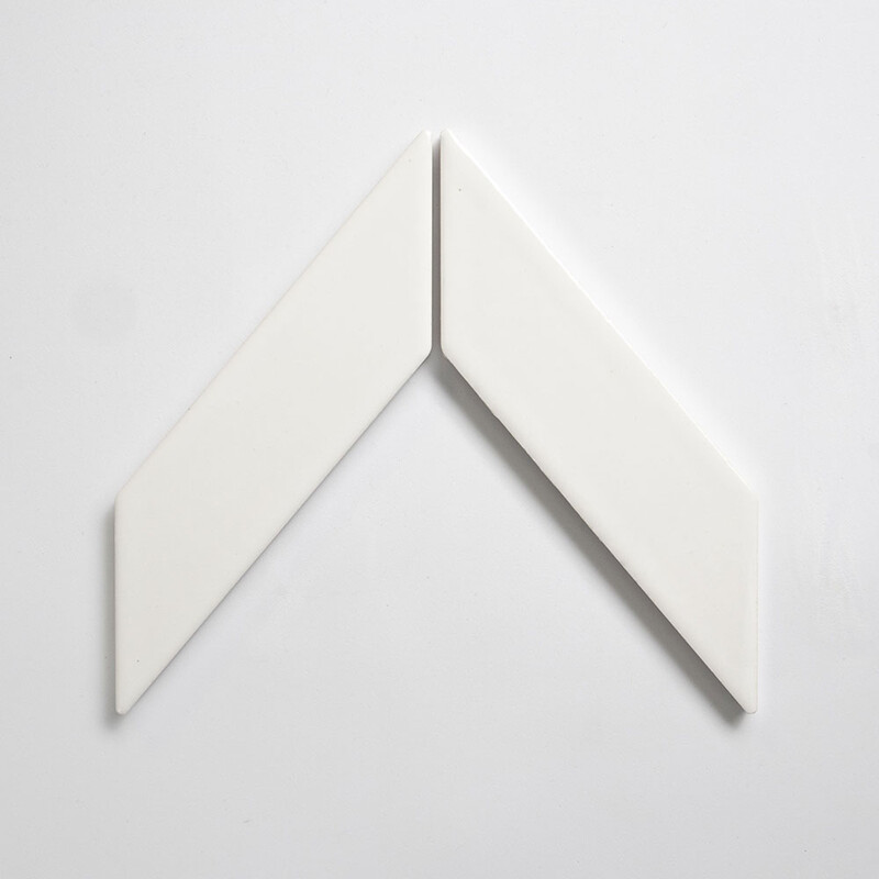 Royal White, Tulum White Glossy Chevron Ceramic Tile 2x6