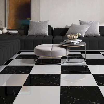 Black Polished Marble Tile 18×18 (TL90892) Aspen White Polished Marble Tile 18×18 (TL19187)