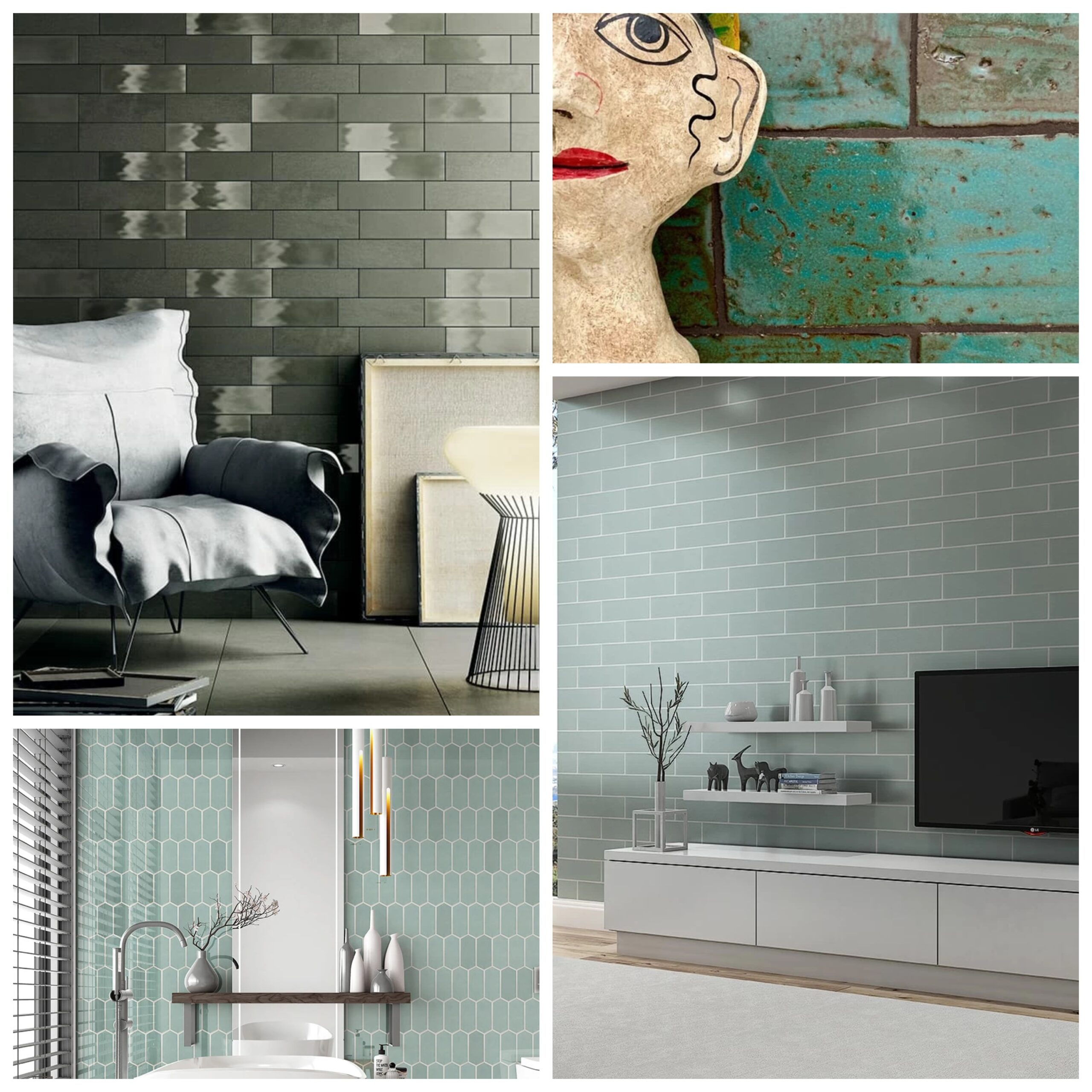 Kitchen renovation with green glazed ceramic tile full-wall