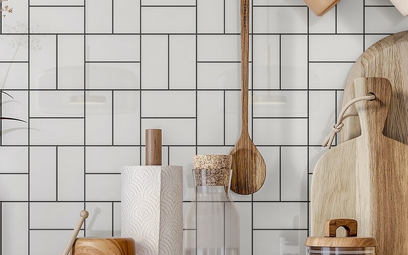 white kitchen ceramic tile